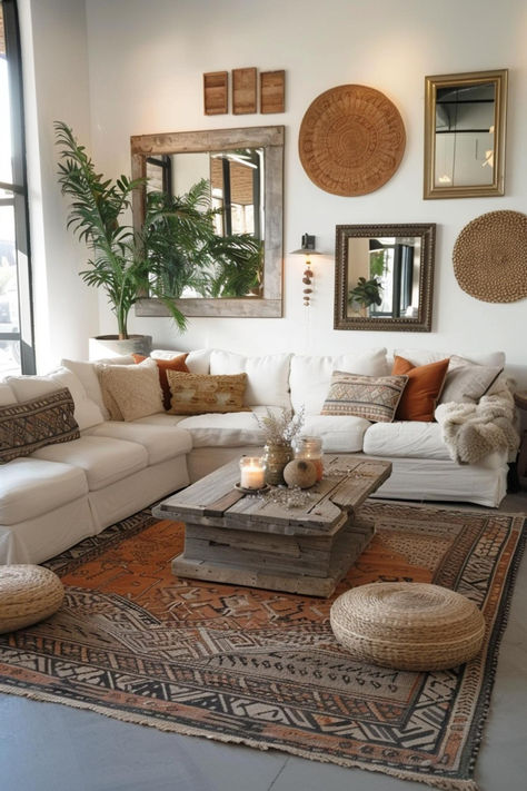 40 Bohemian Living Room Ideas for a Free-Spirited Vibe Ruang Tamu Outdoor, Earthy Living Room, Deco Boheme Chic, Modern Boho Living Room, Bohemian Living Rooms, Beige Living Rooms, Living Room Decor Inspiration, Boho Living Room Decor, Inspire Me Home Decor