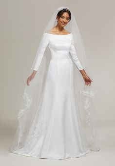 Duchess Wedding Dress | Style 8300 | Morilee Meghan Markle Wedding Dress Inspired, Prewedding Gown, Conservative Wedding Dress, Sabrina Neckline, Plain Wedding Dress, Royal Wedding Dress, Wedding Dress With Veil, Long Sleeve Wedding, Modest Wedding Dresses