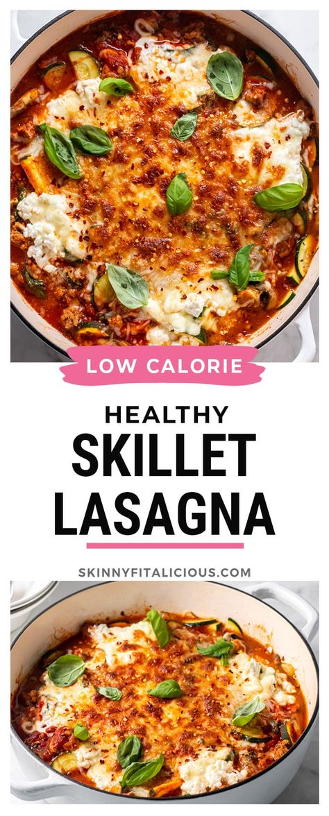 Easy Low Calorie Dinners, Low Calorie Casserole, Cottage Cheese Lasagna, Quick Lasagna, Cottage Cheese Dinner, Healthy Skillet, Lasagna With Cottage Cheese, Low Cal Dinner, Ground Sausage Recipes