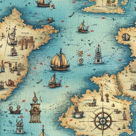 This incredible digital download features an antique treasure map with a seamless tile background. Printed on high-quality paper, the artwork is a beautiful representation of classic pirate lore.  More designs available here: https://oneonionfactory.etsy.com Perfect for crafting enthusiasts or anyone who appreciates high-quality image art, this clip art is a must-have. The intricate details of the map make it a great addition to any collection, and the seamless tile background adds a touch of el Pirate Treasure Map Printable, Treasure Map Aesthetic, Map Illustration Design Graphics, Treasure Map Illustration, Pirate Map, Tile Background, Ancient Map, Pirate Treasure Maps, Map Artwork