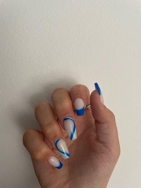 Blue Swirl Nails, Swirl Nails, Blue Swirl, New Nails, Blue Nails, Sapphire Ring, Swirl, Royal Blue, Nails