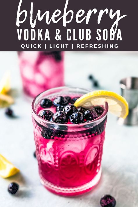 Blueberry Vodka With Club Soda and Lemon Blueberry Vodka Cocktails, Vodka Sangria, Blueberry Drinks, Vodka Mixed Drinks, Spiked Cider, Blueberry Vodka, Lemon Vodka, Raspberry Vodka, Vodka Soda