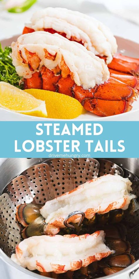 These steamed lobster tails are tender, juicy, and succulent! They're steamed in a pot of water with flavorings until perfectly cooked! Steam Lobster Tail How To Cook, Steamed Lobster How To Cook, How To Steam Lobster Tails, How To Cook Lobster Tails Easy, Steamed Lobster Tails How To Cook, How To Cook Frozen Lobster Tails, Small Lobster Tail Recipe, How To Cook A Lobster Tail, Best Way To Cook Lobster Tails