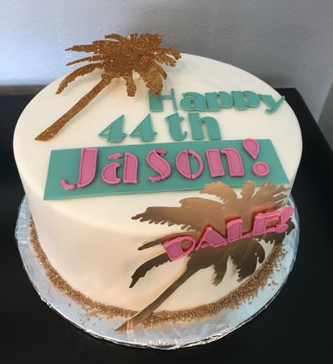 Miami Vice Party Food, Miami Vice Cake Ideas, Miami Vice Birthday Party Theme, Miami 40th Birthday, Miami Vibes Party Theme, Miami Cake Ideas, Miami Vice Party Favors, Retro Miami Party Theme, Miami Vice Party Theme