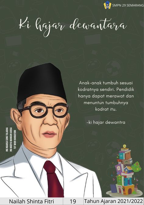 Poster pahlawan KI HAJAR DEWANTARA Quotes Pahlawan Indonesia, Infografis Pahlawan, Mading Sekolah Aesthetic, Poster Pahlawan, Poster Motivasi, Manga Coloring Book, Simple Poster, Aktivitas Montessori, Poster Layout