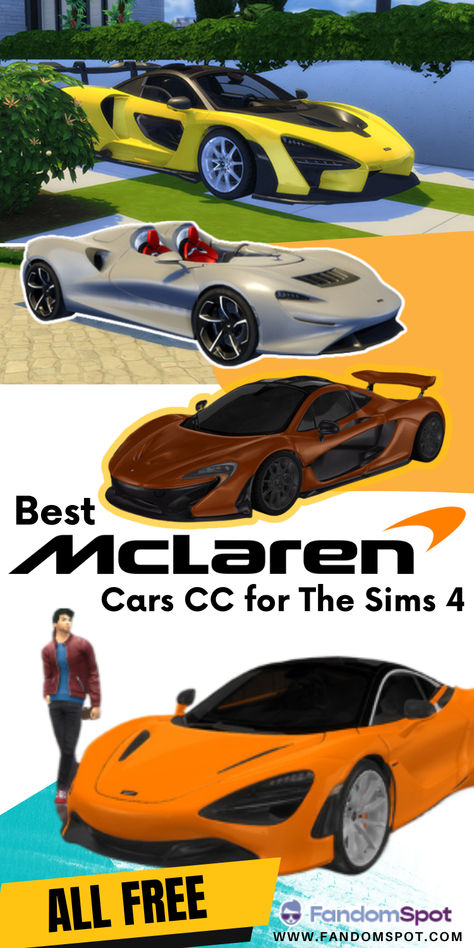 McLaren cars made for The Sims 4. Yes these are all deco only and not drivable, but they'll really fill out your Sim's garage or parking spot. Great for fans of super cars! Sims 4 Deco Cars, Sims 4 Vehicle Cc, Sims 4 Cars Functional, Sims 4 Functional Cars, Sims 4 Car Mod, Sims 4 Cars, Car Deco, Mclaren Cars, Free Sims