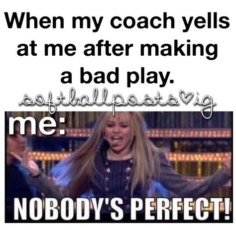 Hah Funny Softball Quotes, Volleyball Jokes, Softball Memes, Sports Joke, Basketball Problems, Softball Funny, Softball Problems, Volleyball Memes, Softball Stuff