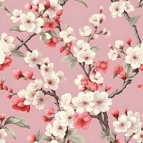 Vintage Cherry Blossom Pattern 4 Fabric - ineedfabric.com Cherry Blossom Fabric, Chinese Cherry Blossom, Vintage Cherry Blossom, Dickson Tennessee, Cherry Blossom Pattern, Cherry Pattern, Vintage Cherry, Digital Print Fabric, Display Screen