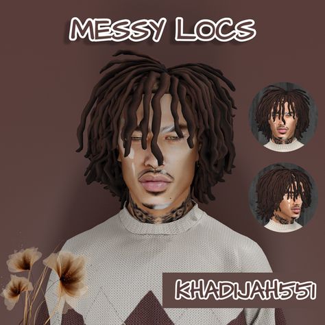 MESSY LOCS | Khadijah551 on Patreon Sims 4 Cc Hair Wicks, Sims 4 Grillz Teeth Cc, Sims 4 Cc Dreads, Sims 4 Dreads, Sims 4 Afro Hair Male, Black Simmer, Teen Hair, Messy Locs, Male Sims