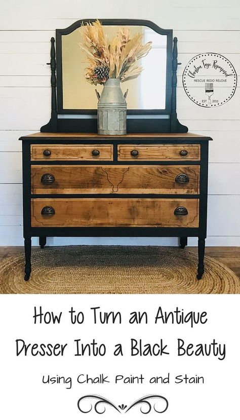 Chalk paint and stain can make a vintage piece look amazing!  See the makeover! Vintage Dresser Makeover, Muebles Shabby Chic, Using Chalk Paint, Diy Furniture Renovation, Furniture Rehab, Dresser Makeover, Tables Diy, Vintage Dressers, Furniture Renovation