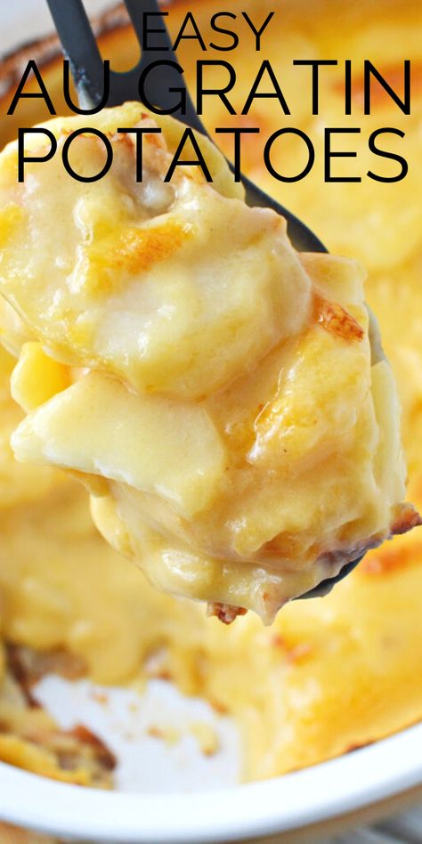 This easy Potatoes Au Gratin Recipe mixes butter, onion, potatoes and cheese into a creamy casserole dish that is the perfect side dish for any Thanksgiving or holiday meal. Easy Potatoes Au Gratin, Potatoes Au Gratin Recipe, Au Gratin Potatoes Easy, Easy Potatoes, Creamy Casserole, Onion Potatoes, Au Gratin Potatoes, Potatoes And Cheese, Au Gratin Potato Recipes