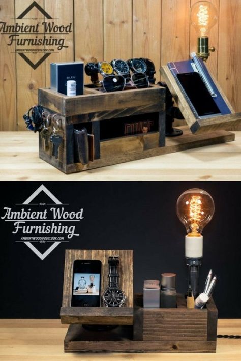 Look at these Wood Docking Station Lamps, 3 models, 3 gift ideas with happiness assurance! Diy Docking Station, Wine Basket Gift Ideas, Wine Basket Gift, Woodworking Gift Ideas, Wood Phone Holder, Basket Gift Ideas, Wood Docking Station, Wood Phone Stand, Sports Model