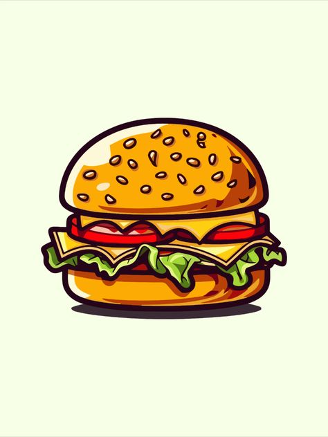 Burger Illustration Graphics, Burger Drawing, Burger Vector, Burger Cartoon, Burger Logo, Menu Poster, Image Nails, Diy Logo, Cartoon Clip