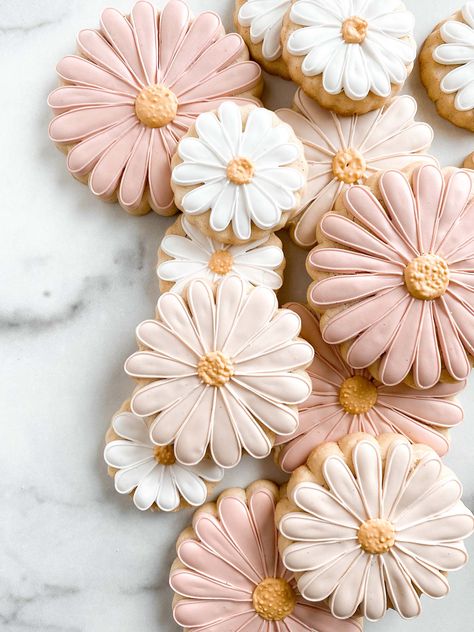 Linen & Gray Cookies Decorated, Daisy, Birthday, Flowers, Pink, On Instagram, Instagram