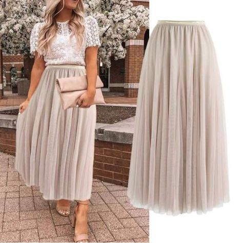 Secret’s Out Babe! A Tulle Maxi Skirt Is The Easiest Way To Deliver An Effortless Slay This Season. Tuck A Fun Graphic Tee In And Throw On A Leather Jacket Over It To Give The Angelic Look A Little Edge. - Double Mesh Layers - Elastic Waistband - Lined - 100% Polyester - Hand Wash Cold Size(Inch)Length Waist S/M 34 23.5-31.5 Lace Top With Skirt Outfit, Boho Tulle Skirt Outfit, Champagne Tulle Skirt, Mother Of The Bride Skirt And Top Outfit, Gold Tulle Skirt Outfit, Tulle Skirt Family Pictures, Tulle Skirt Fall Outfit, Silk Skirt Wedding Outfit, Cream Tulle Skirt Outfit