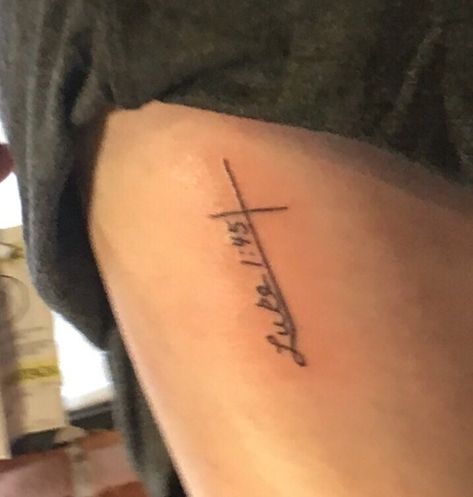 Luke 1:45 #crosstattoo #tattoo Luke 1:45 Tattoo, Luke 1 37 Tattoo, Luke 1:45, Luke Tattoo, Tattoo Side, Luke 1 45, Side Tattoos Women, 7 Tattoo, On Tattoo