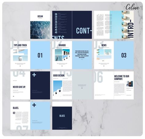 Layout Editoriale, Ocean Magazine, Digital Magazine Layout, Digital Magazine Design, Lookbook Magazine, 포트폴리오 레이아웃, Brochure Design Layout, Instagram Font, Booklet Design