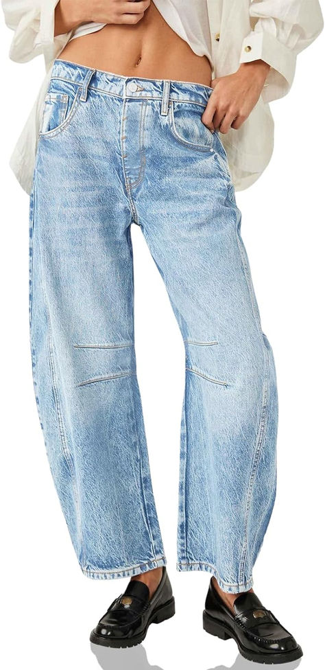 FP Dupe, Barrel Jeans, Horseshoe Denim, Balloon Jeans Trendy Jeans Outfits, Effortless Fall Outfits, Harem Jeans, Barrel Jeans, Glamour Vintage, Trendy Jeans, Boyfriend Jean, Outfit Jeans, Jeans Casual