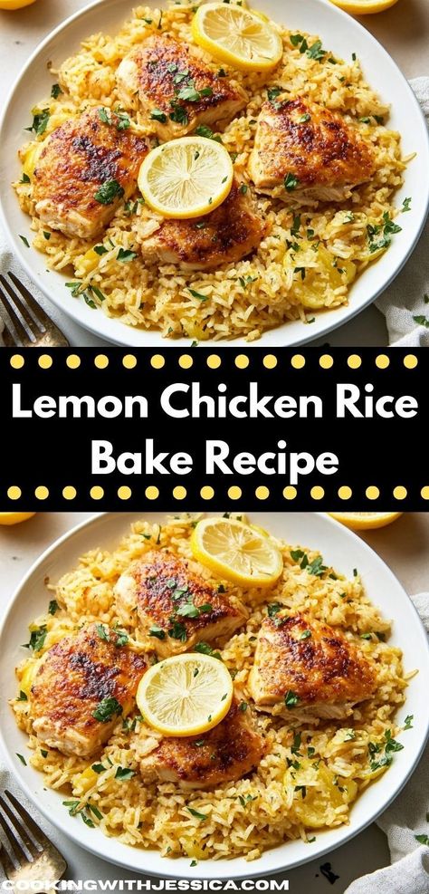 Searching for a dish your kids will love? This Lemon Chicken Rice Bake is not only packed with flavor but also incredibly easy to prepare, making it a fantastic family-friendly option for busy evenings. Chicken Casserole With Rice A Roni, Chicken And Rice Bake Healthy, Bake Rice Recipe Oven, Best Healthy Casserole Recipes, Dump And Bake Recipes Dinners, Baked Rice And Chicken, Baked Chicken Breast And Rice, Simple Chicken And Rice Recipes, Chicken And Rice Recipes Casserole