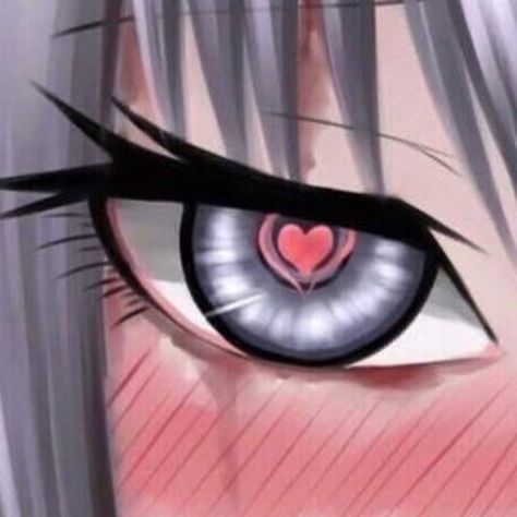 Yandere Heart Eyes, Anime Heart Eyes Aesthetic, Heart Eyes Anime Pfp, Heart Pupils Anime, Anime Crazy Smile, Yandere Eyes, Anime Heart Eyes, Yandere Face, Sasuke Chibi