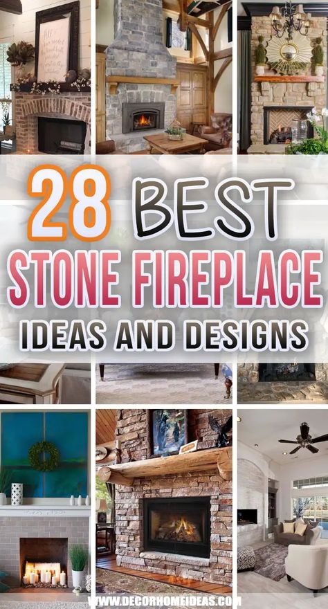 Den Fireplace Ideas, Styling Stone Fireplace, Latest Fireplace Trends, Stone And Tile Fireplace Ideas, Fireplace Design Ideas Stone Farmhouse, Tv Above Stone Fireplace Ideas, Rustic Fireplace Ideas Farmhouse Style, Country House Fireplace Ideas, Redone Stone Fireplace Ideas