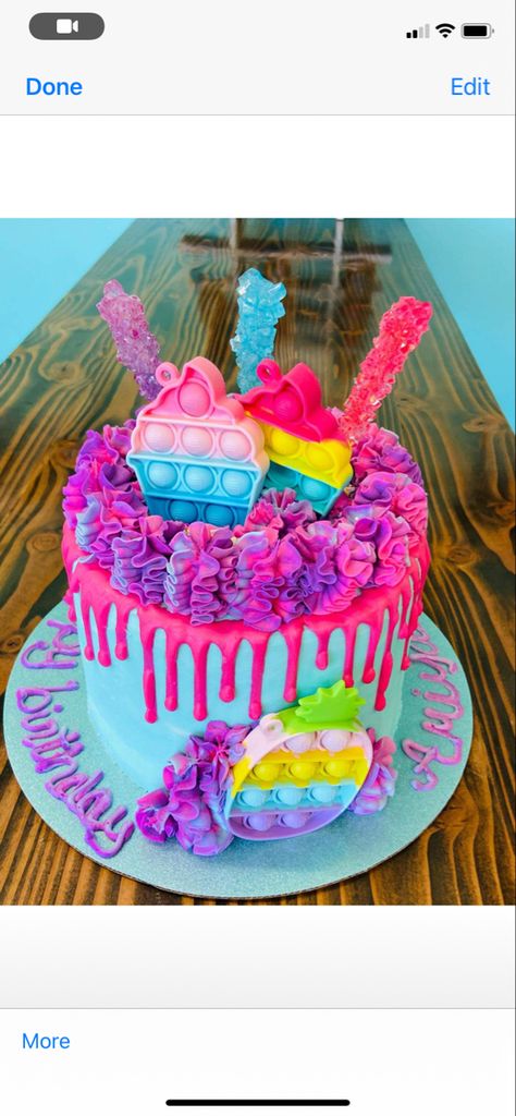 Pop It Birthday Party Food, Poppet Birthday Cakes, Pop It Bday Party, Pop It Themed Birthday Cake, 10th Birthday Food Ideas, 10 Birthday Cupcakes, A For Adley Cake, Popit Birthday Cake, 11 Birthday Cake Ideas