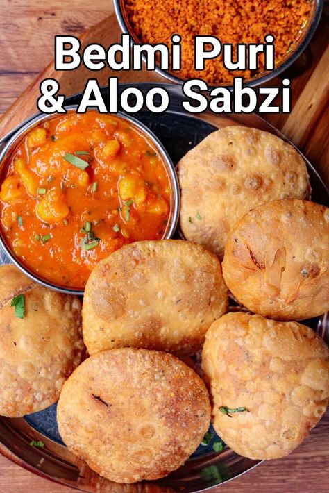 Bedmi Puri Recipe | Crispy Bedmi Poori & Aloo ki sabzi | Urad Dal poori Aaloo Puri Recipe, Bedmi Puri Aloo Recipe, Puri Aloo Sabzi, Bedmi Puri Recipe, Masala Poori Recipe, Aloo Puri Recipe, Puri Recipe Indian, Aloo Poori Recipe, Bedmi Puri