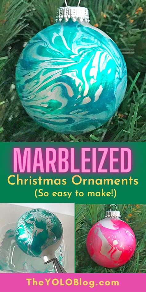 Marbled Christmas Ornaments, Glass Ornaments Diy, Christmas Ball Ornaments Diy, Diy Christmas Ball, Clear Christmas Ornaments, Easy Christmas Ornaments, Kids Christmas Ornaments, Homemade Ornaments, Painted Christmas Ornaments