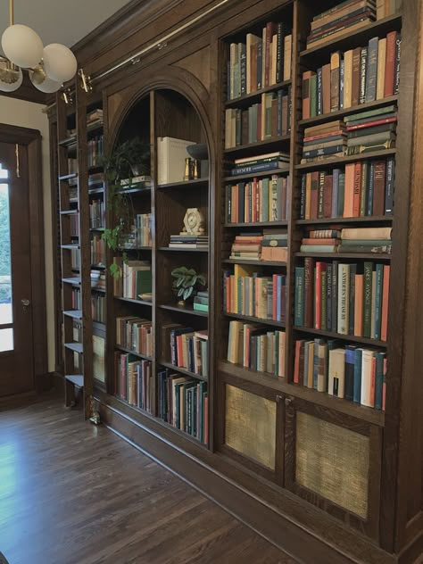 floor to ceiling bookshelves
movable ladder
archway design
cozy lighting Classic Home Library, Boho Library, Eclectic Library, Chic Library, Colorful Library, Contemporary Library, Dream Home Library, Nook Library, Custom Library