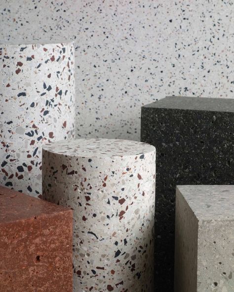 Terrazzo Furniture, Diy Terrazzo, Trunk Side Table, Terrazzo Table, Terrazzo Design, Internal Design, Couch Set, Display Stands, Materials And Textures