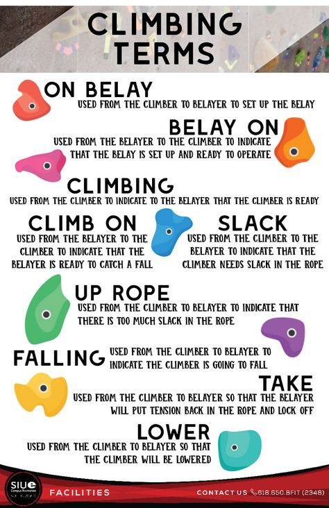 Indoor Climbing Terms – SIUE Campus Recreation Rock Climbing Quotes, Rock Climbing For Beginners, Rock Climbing Techniques, Rock Climbing Outfit, Rock Climbing Workout, Panjat Tebing, Rock Climbing Training, Climbing Knots, Climbing Technique