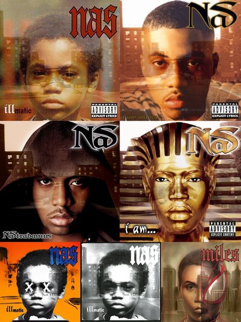 Nas album covers.1994 - 1999 [Illmatic, It Was Written, Nastradamus & I Am plus Illmatic 10th and 20th Anniversary covers and Marvel Remixes]. Nas' likely influence for the original Illmatic cover – The Howard Hanger Trio’s sleeve for ‘A Child is Born’. The meaning of the pensive cover though, which superimposed his 7-year-old face onto a grainy shot of Queens hood he grew up in, is clear, teeing up perfectly the album's message of how easily innocence is lost in NY's neglected concrete jungles. Nas Album Covers, Nas It Was Written, Crew Goldlink Album Cover, It Was Written Nas, Nas Illmatic, Nas Illmatic Wallpaper, Illmatic Wallpaper, Hiphop Album Covers, Nas Wallpaper