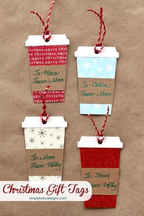 Coffee or Latte Container Christmas Gift Tags With Free Cut File | Simply Kelly Designs - The BEST Christmas and Holiday FREE Printables - Gift Tags - Gift Card Holders - Christmas Greeting Cards and more FREE Downloadable Printables for the Holiday Seasons Christmas Gift Tags Diy, Xmas Tags, Diy Jul, Easy Diy Christmas Gifts, Free Christmas Printables, Easy Christmas Diy, Christmas Tags, Holiday Greeting Cards, E Card