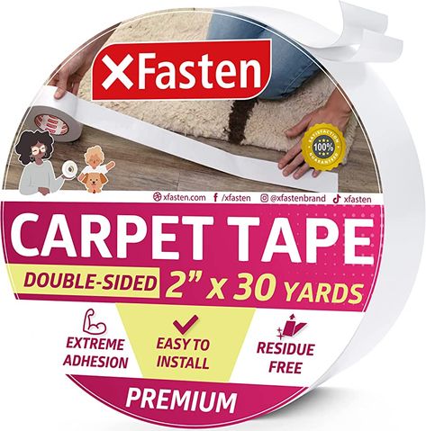 XFasten Double Sided Carpet Tape for Hardwood Floors 2-Inch x 30 Yards Carpet Tape Double Sided for Area Rugs, Residue-Free Rug Tape Hardwood Floor, Heavy-Duty 2 Sided Tape and Rug to Carpet, Masking Tape - Amazon Canada Area Rugs Over Carpet, Rugs Over Carpet, Rug Over Carpet, Hardware Tape, Rug Tape, Tape Ideas, Carpet Tape, Carpet Stair Treads, Affordable Rugs