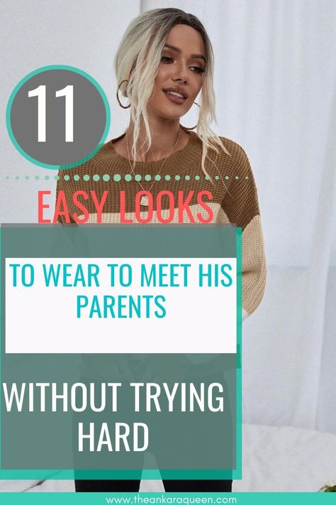 A young woman wears a striped long-sleeve crew neck sweater with black jeans. She has blonde hair and wears hoop earrings. Outfits To Meet His Family, Meet His Parents Outfit, Meeting The Parents Outfit Casual, Spring Outfits Girly, Girly Summer Outfits, Outfit Ideas Spring, Casual Chic Outfit, Chic Outfit, Try Harder