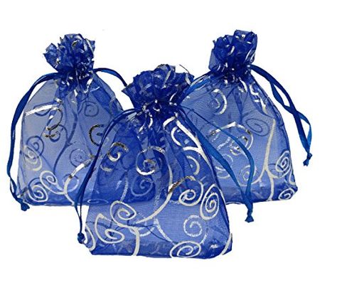 Ankirol 100pcs Sheer Organza Favor Bags For Wedding Baby Shower Rattan Print Gift Bags Samples Display Drawstring Pouches 4x6 blue 75 Th Birthday Party Ideas, Nautical Sweet 16, Fairytale Quince, Samples Display, Quince Decor, Candy Bags Wedding, Dulces Halloween, Dnd Gift, Moon Baby Shower