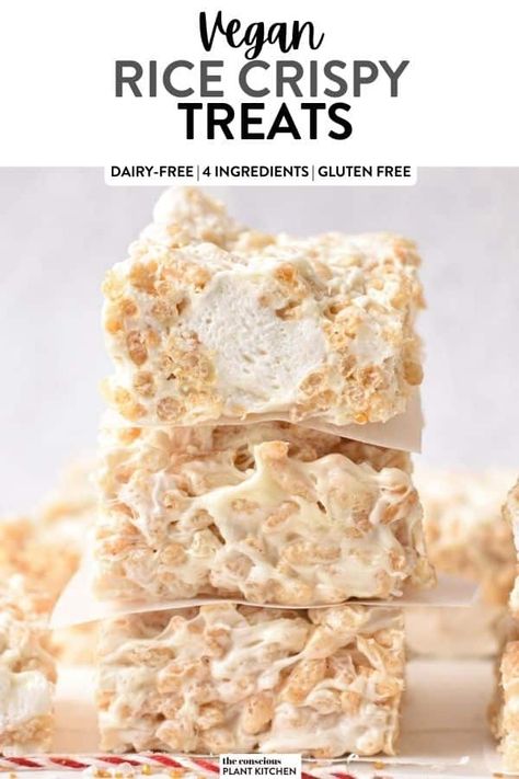 Vegan Rice Crispy Treats Vegan Rice Crispy Treats, Vegan Rice Krispie Treats, Rice Crispy Bars, Aip Baking, Crispy Treats Recipe, Rice Crispy Treats Recipe, Krispie Treats Recipe, Vegan Rice, Baking Recipes Cookies