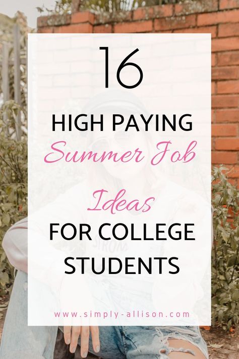 Its finally summer time and it's time to start saving up money. Here are my top favorite summer job ideas for college students. College Money Making, Internship For College Students, Summer Money Making Ideas, Best Jobs For College Students, Jobs For College Students Part Time, How To Make Money Over The Summer, Summer Job Ideas, Internships For College Students, Summer Jobs For Teens