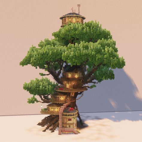 Tree Base Minecraft, Minecraft Tree Farm Design, Minecraft Greenery, Minecraft Tree Village, Minecraft Palm Tree, Minecraft Brewing, Tree House Minecraft, Minecraft Treehouses, Aesthetic Minecraft Builds