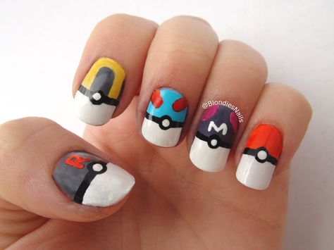 Pokemon Ball, Pokemon Birthday Party, Nail Drawing, Nail Pictures, Pokemon Party, Pokemon Birthday, Nails For Kids, Glam Nails, Valentines Nails