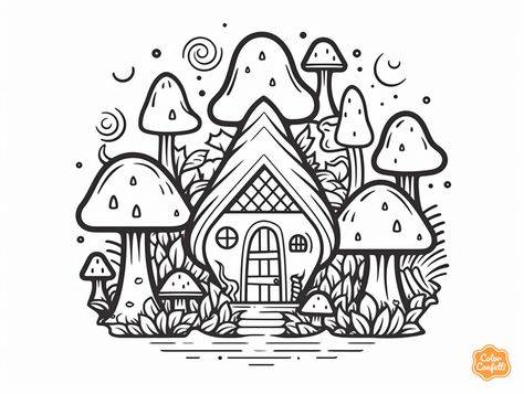 illustration of Colorful enchanted forest scene Magical Forest Birthday, Enchanted Forest Coloring Pages, Fairytale Cookies, Forest Coloring Pages, Forest Coloring, Enchanted Forest Coloring, Forest Birthday, Birthday Coloring Pages, World Of Fantasy