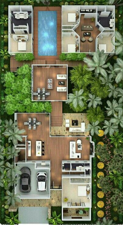 Sims 4 Hus, Reka Bentuk Landskap, Pelan Rumah, 3d House Plans, House Bloxburg, Casas The Sims 4, Sims House Plans, House Layout Plans, Sims House Design