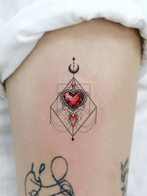 Tattoo uploaded by Tattoodo | Ornamental tattoo by Tattooist Dal #TattooistDal #ornamentaltattoos #ornamental #ornaments #jewels #decorative #jewelry #adorn #gems #crystals #diamonds #pearls #floral #heart #Moon | 990148 | Tattoodo Gem Tattoo, Jewel Tattoo, Crystal Tattoo, Ankle Tattoos For Women, Heart Moon, Gems Crystals, Foot Tattoos For Women, Diamond Tattoos, Ornamental Tattoo