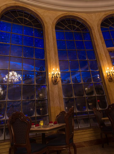 Snowy night outside the Beast's castle (explored!) | Flickr - Photo Sharing! Be Our Guest Restaurant, Evening Landscape, Castle Disney, Beast's Castle, Snowy Night, Disney World Magic Kingdom, Be Our Guest, Disney Beauty And The Beast, Happiest Place On Earth