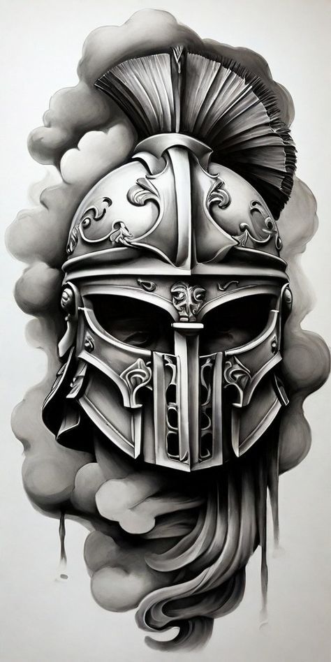 Gladiator Helmet Tattoo, Roman Gladiator Tattoo Design, Roman Helmet Tattoo, Roman Tattoo Design, Helmet Tattoo Design, Spartan Tattoo Design, Spartan Helmet Tattoo, Tattooed Couples Photography, Compass And Map Tattoo