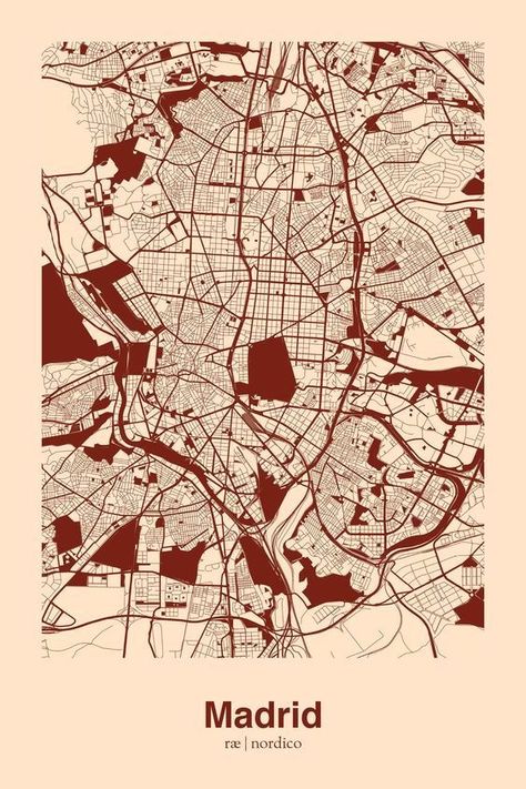 Map Of Madrid, Madrid Map, Urban Mapping, Spain Map, Karten Design, Plakat Design, Architecture Presentation, Historical Maps, City Maps