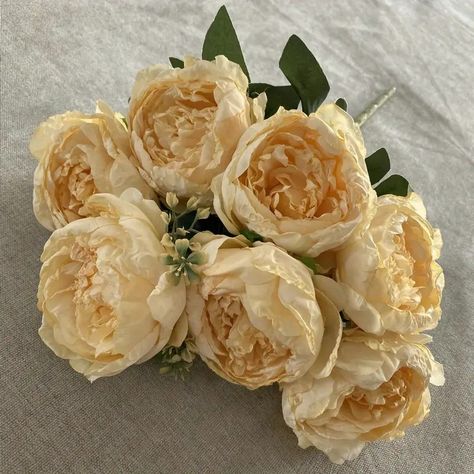 3 Bundles Vintage Peonies Artificial Flowers Bouquets Big - Temu Summer Bride Bouquet, Fake Peonies, Gold Bouquet, Summer Bride, Bride Bouquet, Artificial Flower Bouquet, Peonies Bouquet, Bride Bouquets, Floral Arrangement