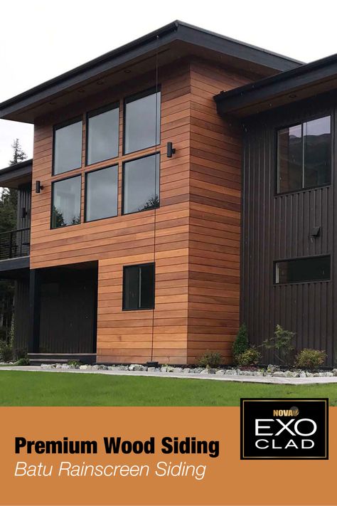 Vertical House Siding, Modern Siding, Rain Screen, Vertical House, Concrete Siding, Exterior Wood Stain, Exterior Facade, Steel Siding, Siding Options