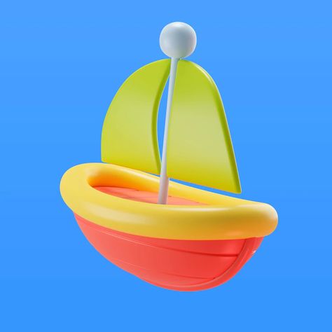 Toy Blender, Boat Icon, Boat Illustration, Best Baby Toys, Visual Reference, Family Tattoo, Toy Boat, Ppt Design, 3d Artwork