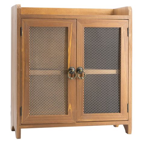 PRICES MAY VARY. 【Dimensions】: This storage cabinet measures 14.5 x 15.75 x 6.5 inches. The middle compartment can be dismantled. 【Material】:This product is made of solid wood with barbed wire. The door is closed tightly with magnets. 【Design】:This small, cute storage cabinet can be perfectly adapted to any scene, bathroom, bedroom, living room, office, etc. Through the transparent door you can clearly see the situation inside. Whether it is a spice jar or a cosmetic, it can be neatly stored. 【P Shallow Cabinets, Cabinet Countertop, Wood Organizer, Countertop Cabinet, Small Kitchen Cabinets, Organizer For Kitchen, Furniture Storage Cabinets, Wooden Storage Cabinet, Cabinet Wood